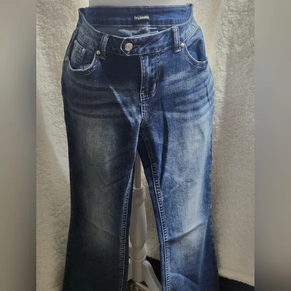 Flamingo Womens Blue Jeans  Size: L - Picture 2 of 6